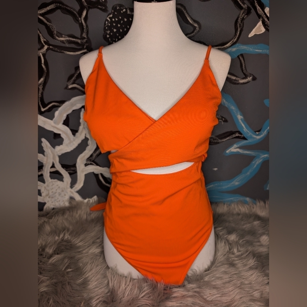 NWT Bright Orange Wrap Swimsuit Womens XL